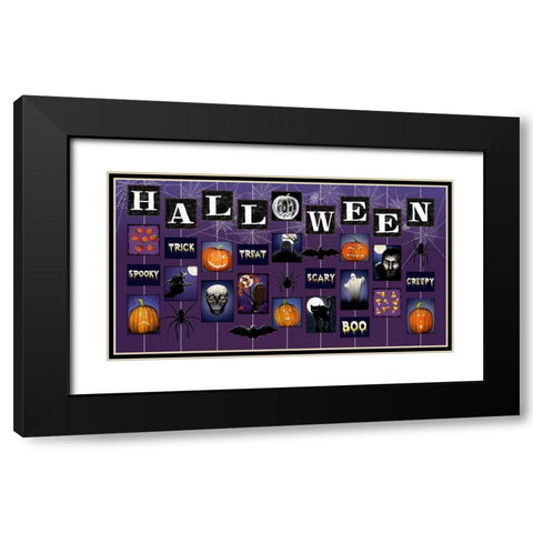 Halloween on Strings Black Modern Wood Framed Art Print with Double Matting by Art Licensing Studio