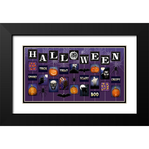 Halloween on Strings Black Modern Wood Framed Art Print with Double Matting by Art Licensing Studio
