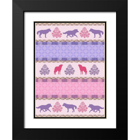 Roving Wolf Pattern Black Modern Wood Framed Art Print with Double Matting by Art Licensing Studio