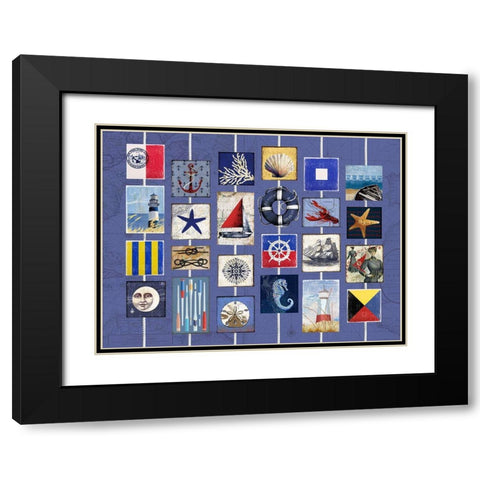 Nautical strings 1 Black Modern Wood Framed Art Print with Double Matting by Art Licensing Studio