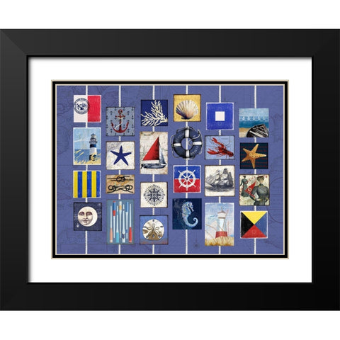 Nautical strings 1 Black Modern Wood Framed Art Print with Double Matting by Art Licensing Studio