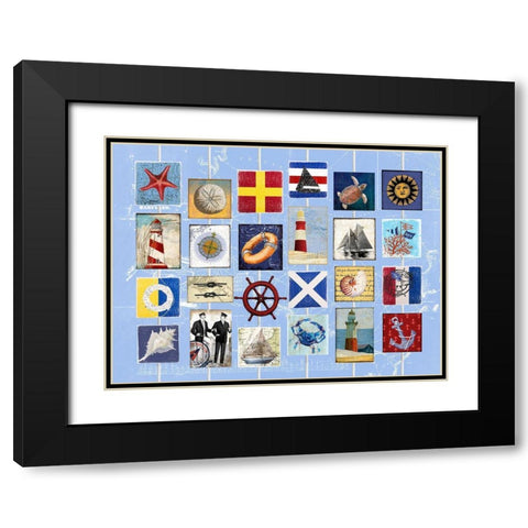Nautical strings 2 Black Modern Wood Framed Art Print with Double Matting by Art Licensing Studio