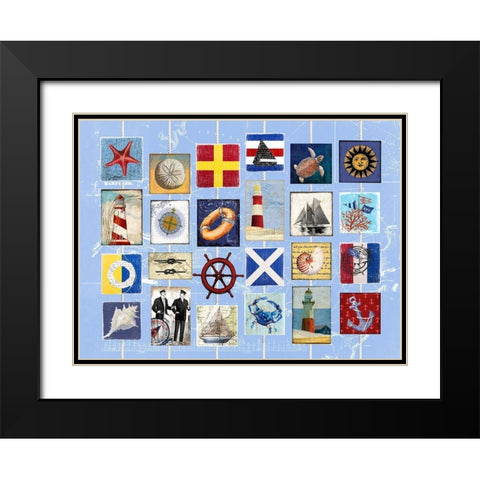 Nautical strings 2 Black Modern Wood Framed Art Print with Double Matting by Art Licensing Studio