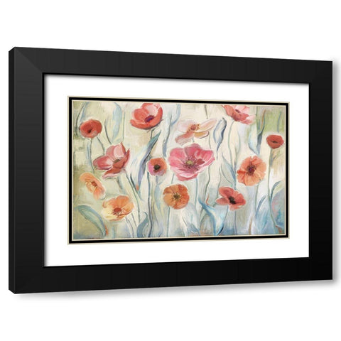 Anemone Poppies Black Modern Wood Framed Art Print with Double Matting by Art Licensing Studio