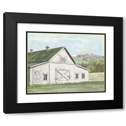 Field Barn in Spring Black Modern Wood Framed Art Print with Double Matting by Art Licensing Studio
