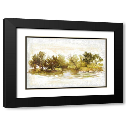 River Bank Bend Black Modern Wood Framed Art Print with Double Matting by Art Licensing Studio