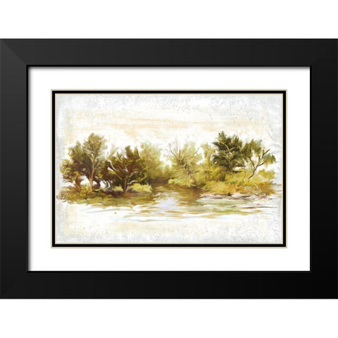 River Bank Bend Black Modern Wood Framed Art Print with Double Matting by Art Licensing Studio