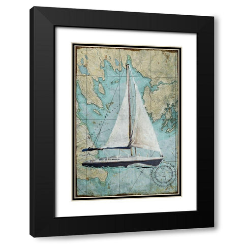Maritime Sail Black Modern Wood Framed Art Print with Double Matting by Art Licensing Studio