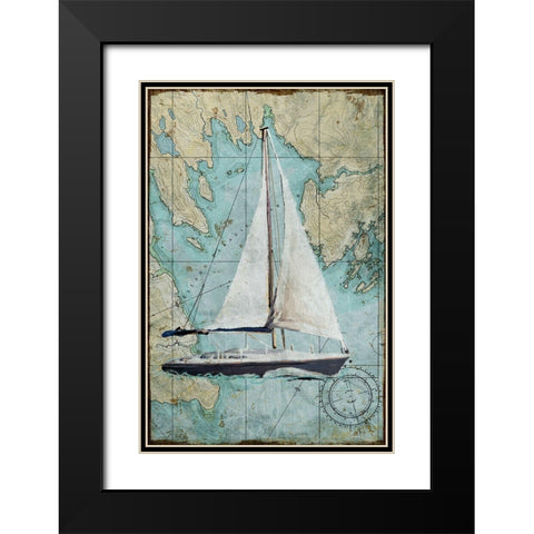 Maritime Sail Black Modern Wood Framed Art Print with Double Matting by Art Licensing Studio