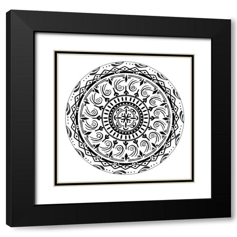 Aerial Swirl Circle Black Modern Wood Framed Art Print with Double Matting by Art Licensing Studio