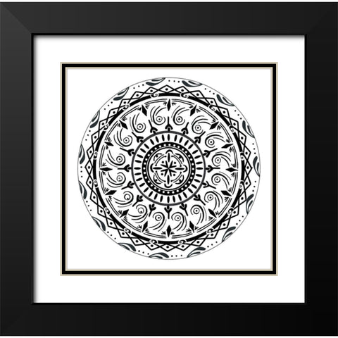 Aerial Swirl Circle Black Modern Wood Framed Art Print with Double Matting by Art Licensing Studio