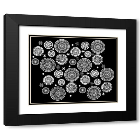 Mandala Dance  Black Modern Wood Framed Art Print with Double Matting by Art Licensing Studio