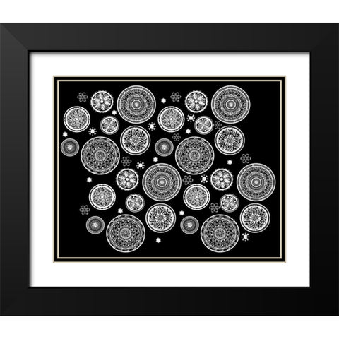 Mandala Dance  Black Modern Wood Framed Art Print with Double Matting by Art Licensing Studio