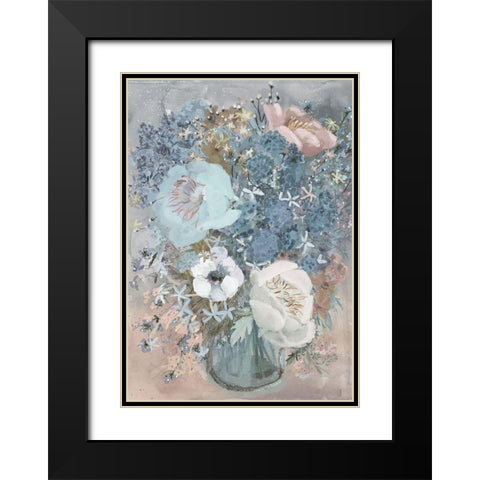 Summer Blues Bouquet Black Modern Wood Framed Art Print with Double Matting by Art Licensing Studio