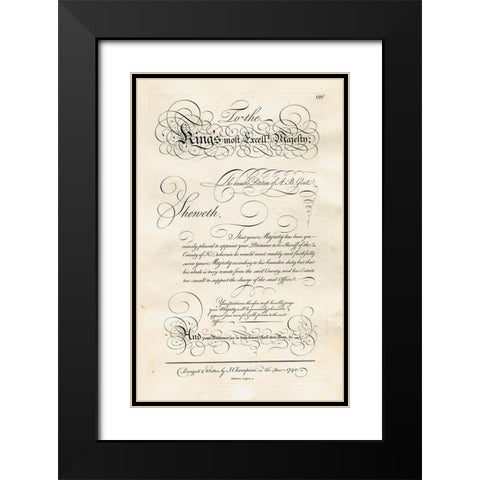 To the Kings Most Excellent Majesty Black Modern Wood Framed Art Print with Double Matting by Art Licensing Studio
