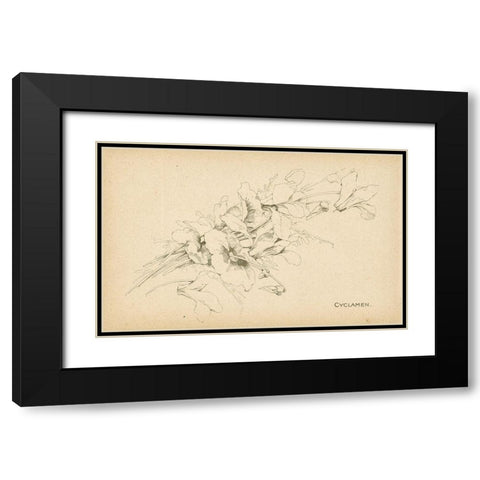 Cyclamen Black Modern Wood Framed Art Print with Double Matting by Art Licensing Studio