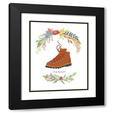 Sweet Adventure Boot Black Modern Wood Framed Art Print with Double Matting by Art Licensing Studio