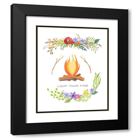 Sweet Adventure Fire Black Modern Wood Framed Art Print with Double Matting by Art Licensing Studio