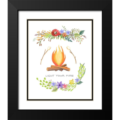 Sweet Adventure Fire Black Modern Wood Framed Art Print with Double Matting by Art Licensing Studio