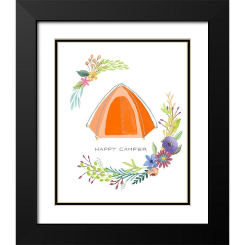 Sweet Adventure Tent Black Modern Wood Framed Art Print with Double Matting by Art Licensing Studio