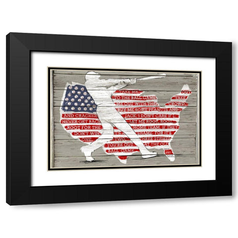 USA Flag and Batter Black Modern Wood Framed Art Print with Double Matting by Art Licensing Studio