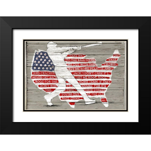 USA Flag and Batter Black Modern Wood Framed Art Print with Double Matting by Art Licensing Studio
