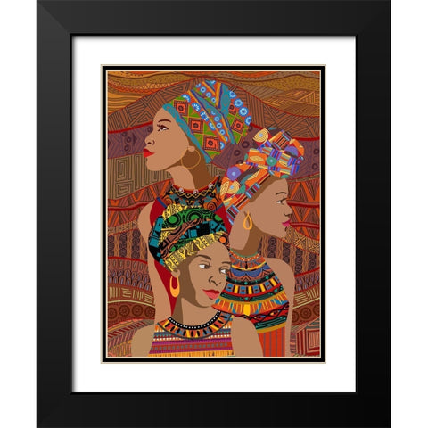 3 Women Portrait Black Modern Wood Framed Art Print with Double Matting by Art Licensing Studio