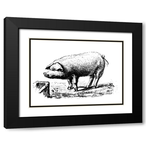 Nice Pig Black Modern Wood Framed Art Print with Double Matting by Art Licensing Studio