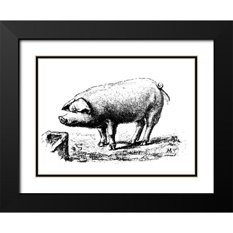 Nice Pig Black Modern Wood Framed Art Print with Double Matting by Art Licensing Studio
