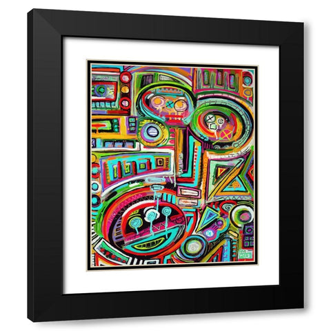 Peeling Rubix Cube Stickers Black Modern Wood Framed Art Print with Double Matting by Mcilwaine, Alloyius