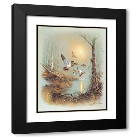 Ducks A Black Modern Wood Framed Art Print with Double Matting by Orpinas, Andres