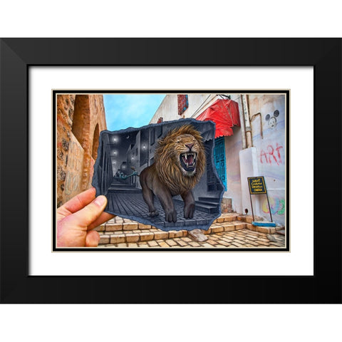 Pencil Vs Camera 63 - Roaring Lion Black Modern Wood Framed Art Print with Double Matting by Heine, Ben