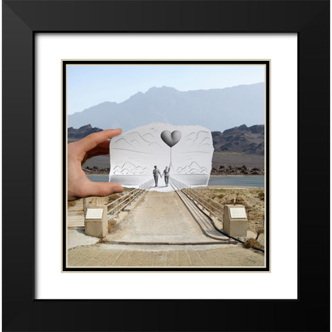 Pencil Vs Camera - Love Balloon Black Modern Wood Framed Art Print with Double Matting by Heine, Ben