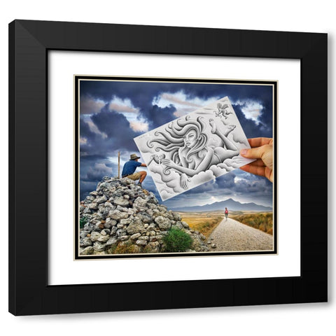 Pencil Vs Camera - 61 - Goddess Black Modern Wood Framed Art Print with Double Matting by Heine, Ben