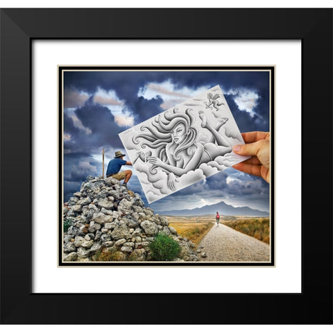 Pencil Vs Camera - 61 - Goddess Black Modern Wood Framed Art Print with Double Matting by Heine, Ben