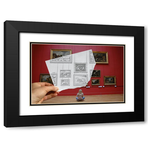 Pencil Vs Camera 7 - The Museum Black Modern Wood Framed Art Print with Double Matting by Heine, Ben