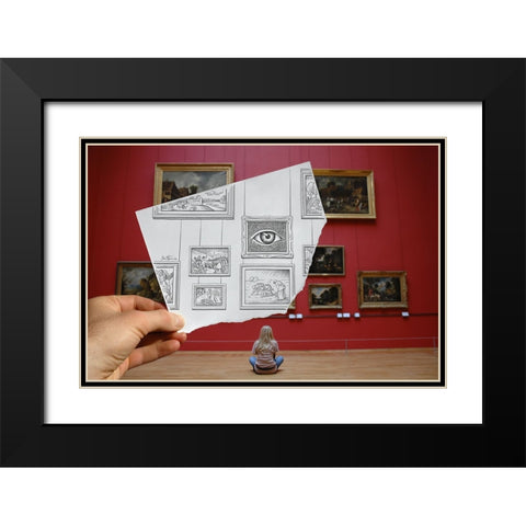 Pencil Vs Camera 7 - The Museum Black Modern Wood Framed Art Print with Double Matting by Heine, Ben