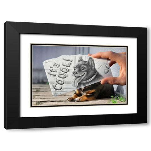 Pencil Vs Camera 65 - Cute Doggy Black Modern Wood Framed Art Print with Double Matting by Heine, Ben