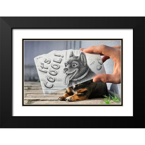 Pencil Vs Camera 65 - Cute Doggy Black Modern Wood Framed Art Print with Double Matting by Heine, Ben