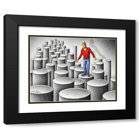 Pencil Vs Camera 75 Cylinders Black Modern Wood Framed Art Print with Double Matting by Heine, Ben