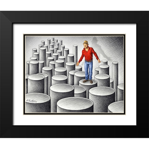 Pencil Vs Camera 75 Cylinders Black Modern Wood Framed Art Print with Double Matting by Heine, Ben