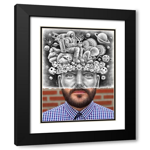 Human Big Bang - Pencil Vs Camera Black Modern Wood Framed Art Print with Double Matting by Heine, Ben