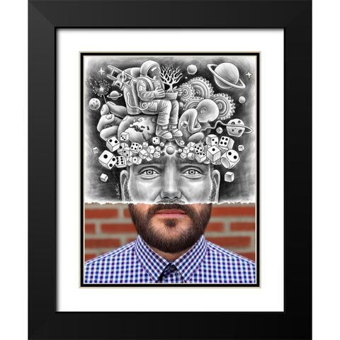 Human Big Bang - Pencil Vs Camera Black Modern Wood Framed Art Print with Double Matting by Heine, Ben