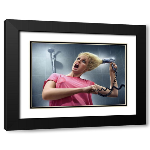 Oops Black Modern Wood Framed Art Print with Double Matting by Heine, Ben