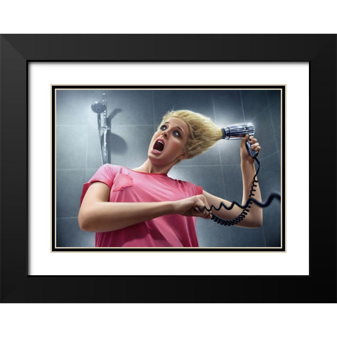 Oops Black Modern Wood Framed Art Print with Double Matting by Heine, Ben