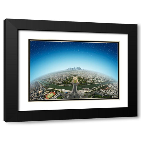 Planet Paris Black Modern Wood Framed Art Print with Double Matting by Heine, Ben