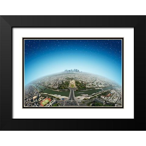 Planet Paris Black Modern Wood Framed Art Print with Double Matting by Heine, Ben