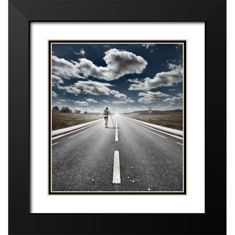 The Road Never Ends Black Modern Wood Framed Art Print with Double Matting by Heine, Ben