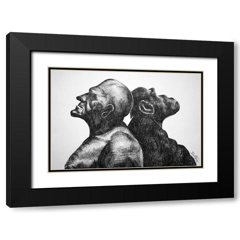 Thinkers Black Modern Wood Framed Art Print with Double Matting by Heine, Ben