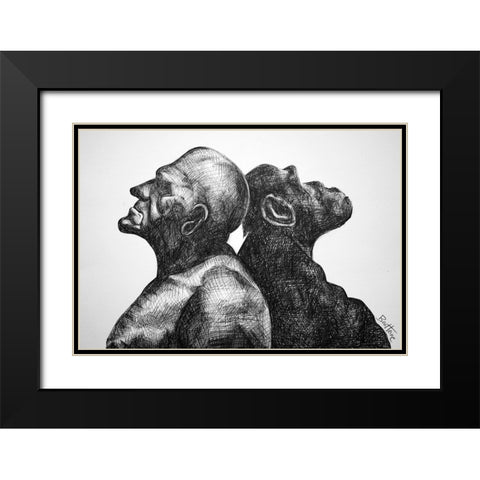 Thinkers Black Modern Wood Framed Art Print with Double Matting by Heine, Ben